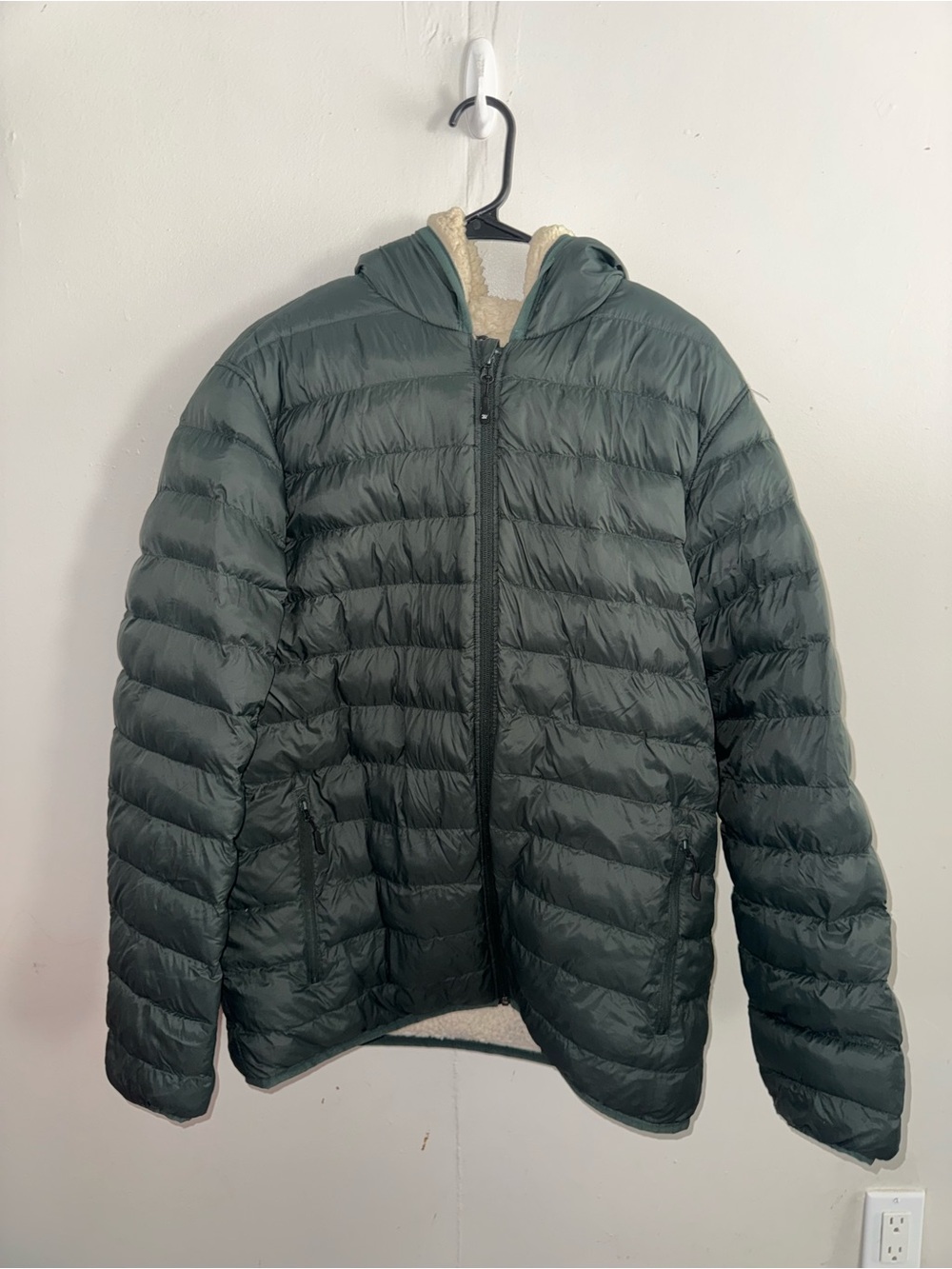 32 Degrees Men’s Forest Green Fleece Lined Puffer Jacket Size Large